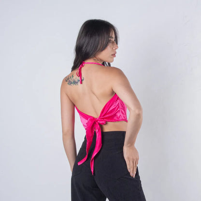 CROP EN SATIN DRAPEADO