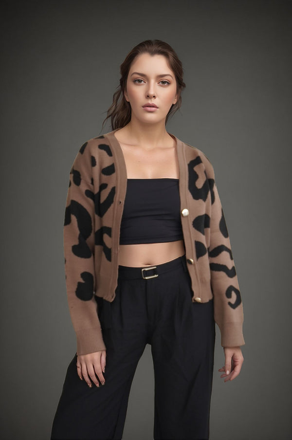 BUZO HILO ABIERTO V ANIMAL PRINT